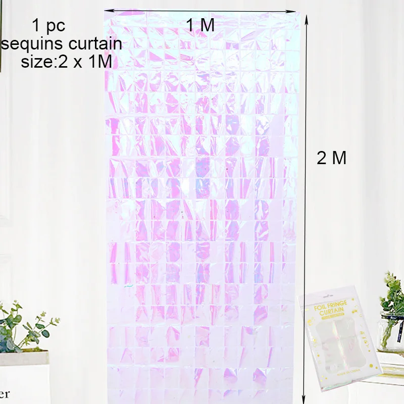 ELIMY Tenda Con Frange Metalliche Quadrate – 2x1m, Laminato Oro Rosa, Per Decorazioni Feste - 3
