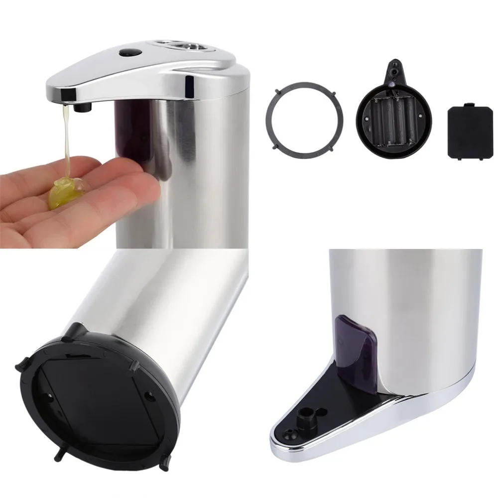 

280ml Automatic Sensor Soap Dispenser Base Wall Mounted Stainless Steel Touch-free Sanitizer Dispenser For Kitchen Bathroom