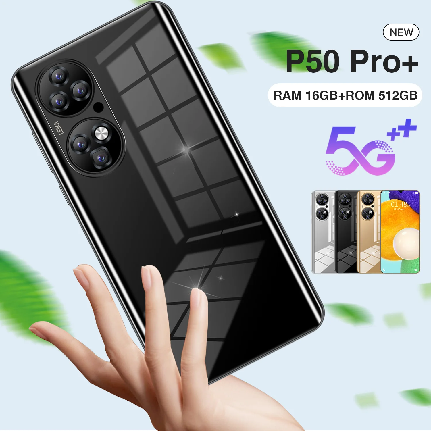 Smartphones 6.7 Inch Dorp Screen P50 Pro+ 32MP+64MP 16G 512G MT6893 Deca Core Face Unlock 5600mAh Global Version Mobile Phone