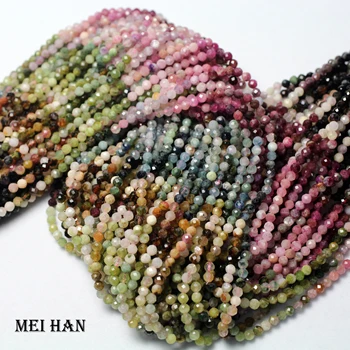 

Meihan (2strands/set) Natural Colorful Tourmaline 4mm faceted round loose beads stone for jewelry making design