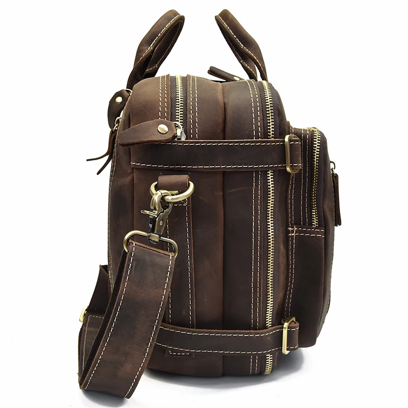 Мужской толстый кожаный рюкзак crazy horse для ноутбука, большая вместительность, натуральная кожа, 17 дюймов, PC, рабочая сумка, 3 использования, сумка на плечо для выходных
