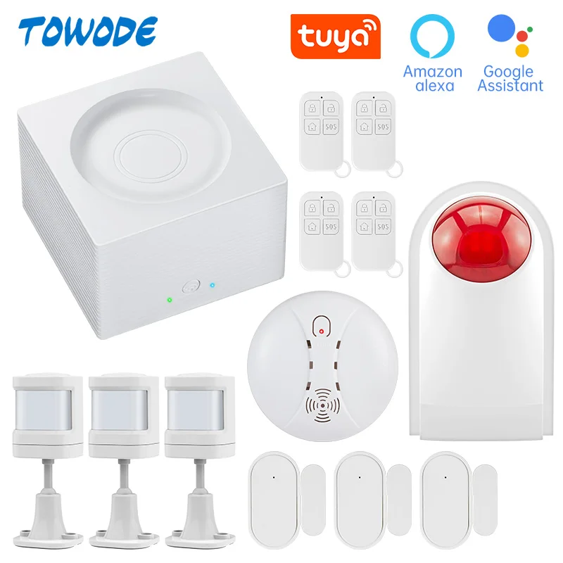 

Towode Tuya Wifi Wireless Security Alarm System Color 11 Languages Switch Control Siren Motion Detector Standalone Camera Sensor