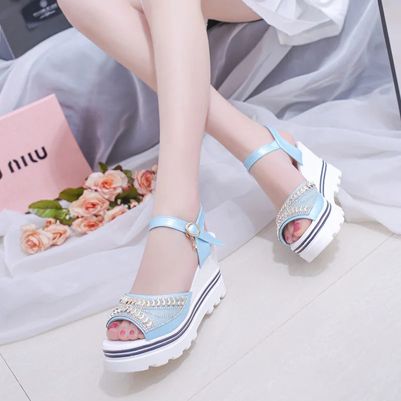 1 Pair Women Platform Wedge Heel Shoes Sandals Waterproof for Summer Beach Party SAL99