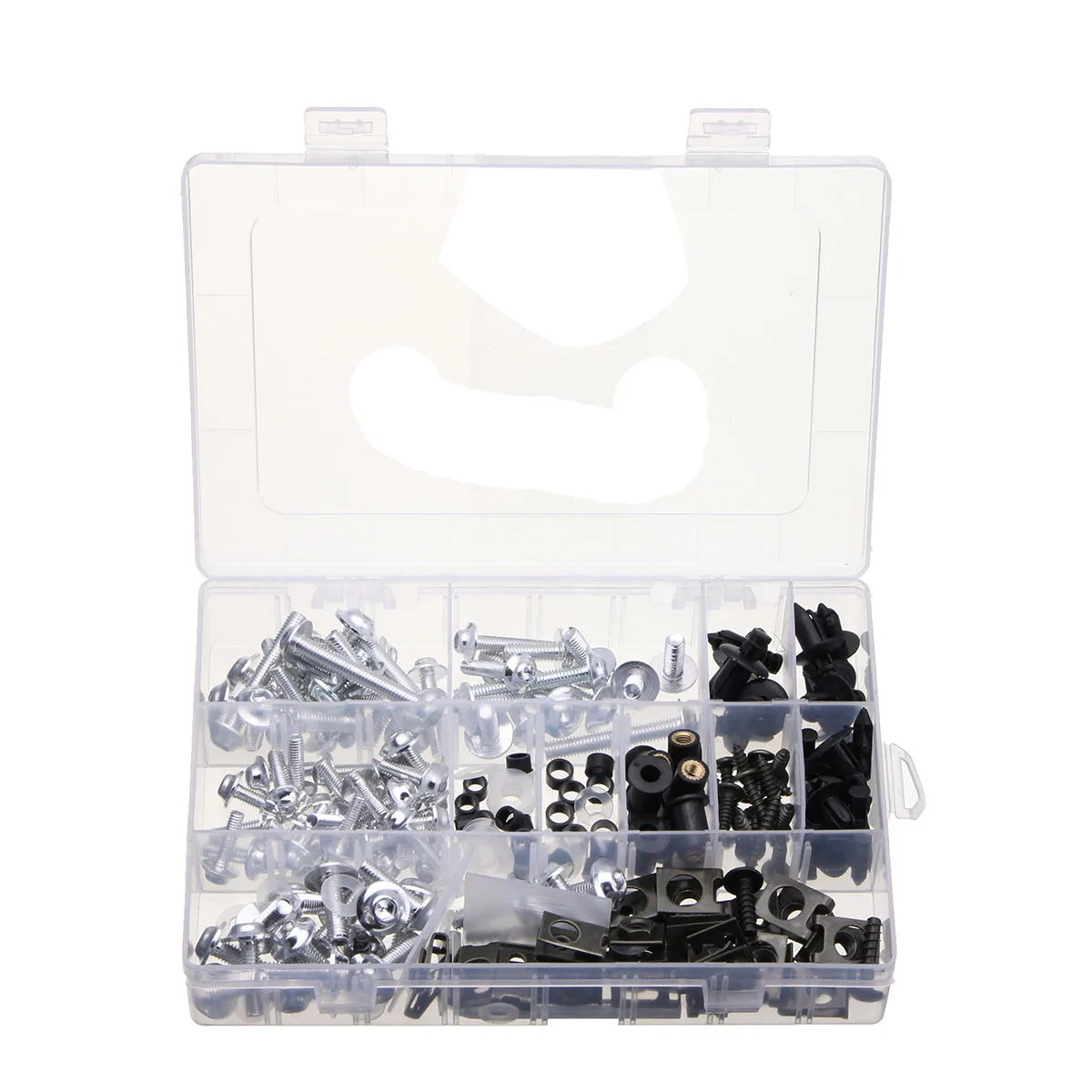 Черный Autoleader 225Pcs Motorcycle Fairing Screws Set Flat Head Windshield Screws Body Bolts Fastener Kits Nuts Bolts Auto Change Part - Название цвета: Черный