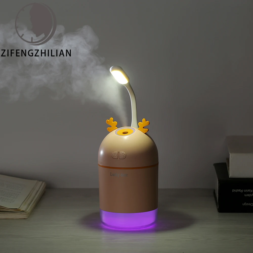3-в-1 Лаки олень увлажнитель USB настольный мини увлажнения воздуха диффузор Маленький милый Портативный Офис увлажнитель