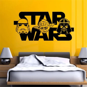 

Star Wars Wall Sticker for kids Bedroom decor Yoda Darth Vader Vinyl Decal for Childrens Room decoration Stencil Decals HY1331