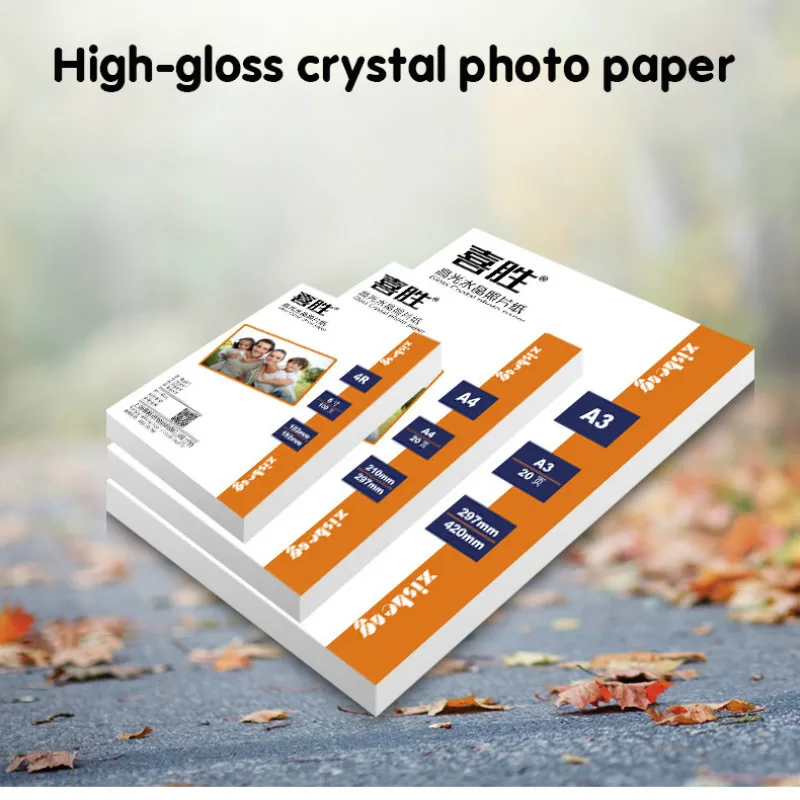 크리스탈 프린터 인화지, 흰색 가방, A3 컬러 페이지, A4 잉크젯 인쇄 인화지, 방수 40 광택 용지, 230g