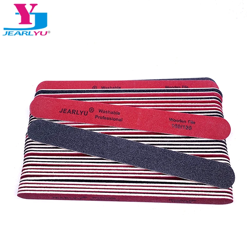 

50pcs Wooden Nail Files For Manicure 100/180 Grit Red & Black Disposable Sandpaper Sanding Gel Polish Nails File Buffs Nail Care