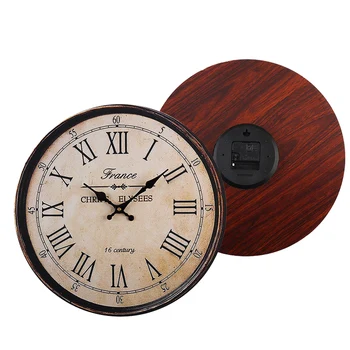 

Large Wall Clock Wooden-Art Round Roman Numerals Garden Outdoor Decor 40cm