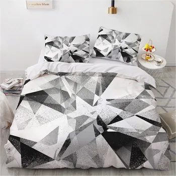 

3D Marbling Beddings Custom Design White Quilt Cover Sets Modern Comforther Cases Pillow Covers King Queen Super King Twin Size