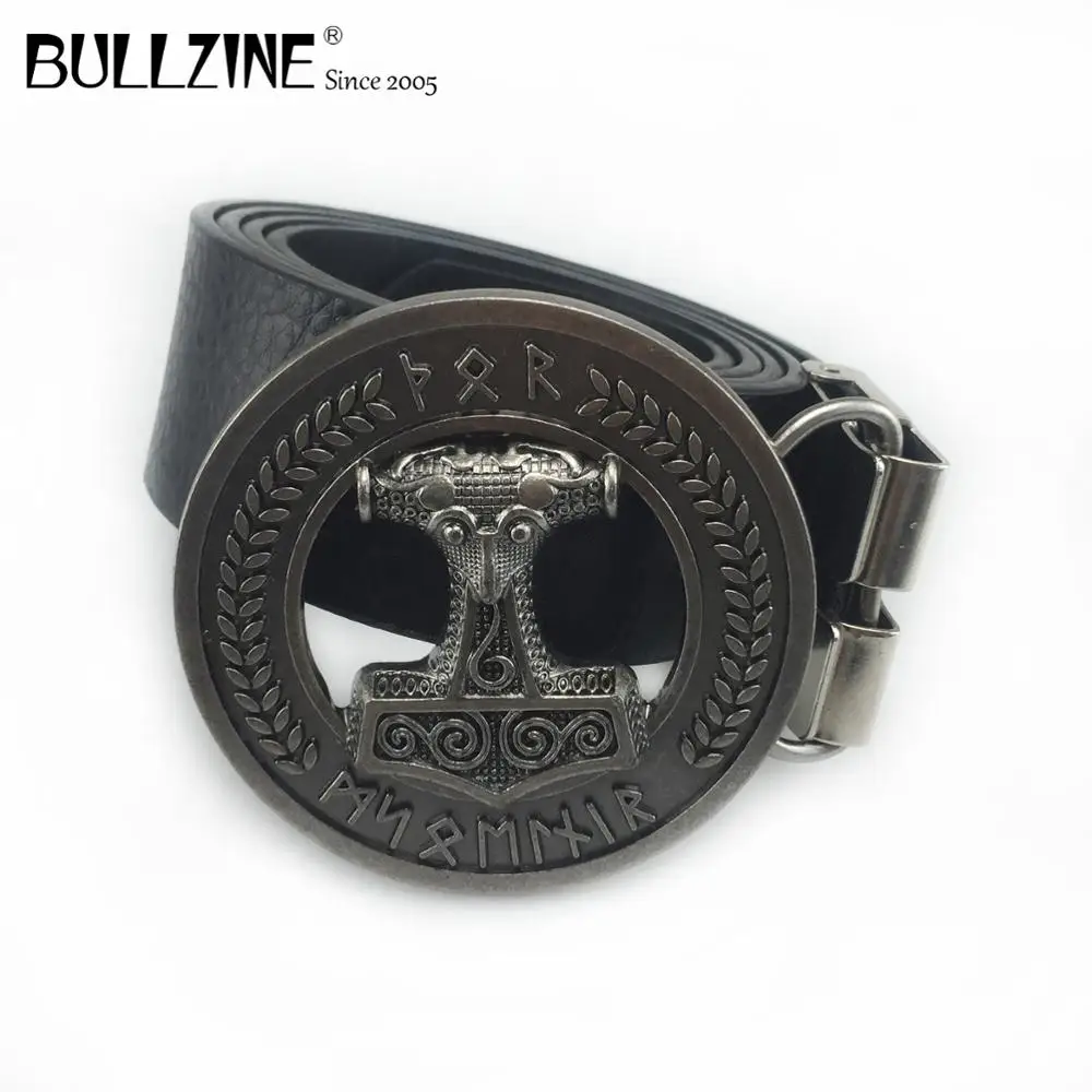 Bullzine Mjolnir thorshammer VING пряжка на ремешке Музыка Пряжка на ремешке PU пояс с подключением застежка FP-03720 ручка Прямая