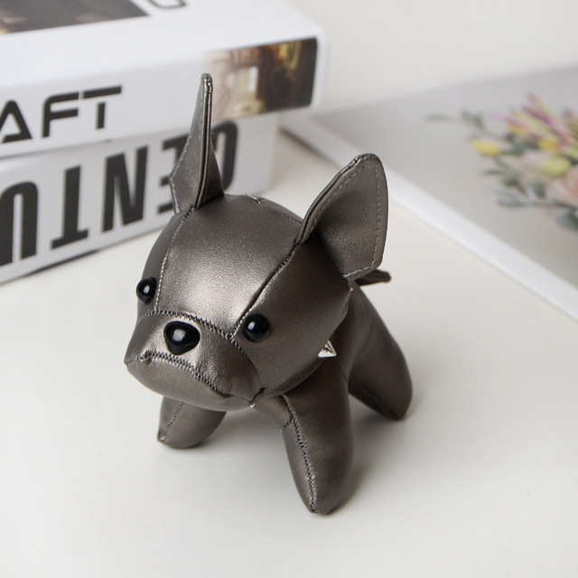 Bulldog Keychains Faux Leather Puppy Doll Key Rings Hanging Pendant Key Holder French Bulldog Charm Bags Decor Car Trinket
