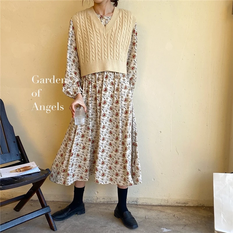 

2 piece set women outfits autumn vest sweater crop top dress set Casual Suit two piece set women clothes for women chandal mujer