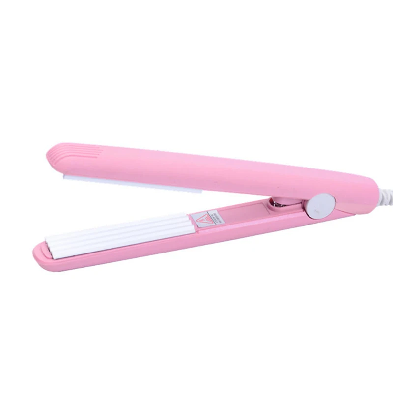 

Mini Ceramic Electronic Hair Straightener Curling Iron Straightening Corrugated Irons Hair Crimper Styling Tools 220V Pink Eu