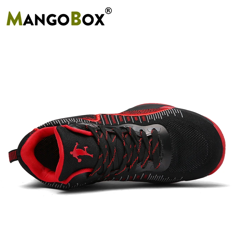 Mangobox/Мужская баскетбольная тренировочная обувь; Цвет черный, красный; кроссовки с высокими лодыжками для больших мальчиков; дышащие мужские баскетбольные ботинки; Уличная обувь