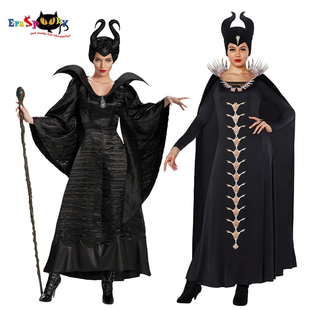 Eraspooky на фильм «Малефисента» 2 Косплей Хэллоуин костюм для женщин взрослых Малефисента рога черный мантия для королевы плащ партии маскарадный костюм