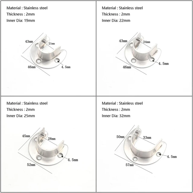 Soportes de barra de armario de 1 pulgada de metal resistente para barra de  armario, juego de bridas de armario, soportes de barra de ducha de acero