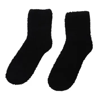 

Women Warm Winter Fluffy Bed Socks Pure Color Soft Floor Home Sock GiftColour:Black