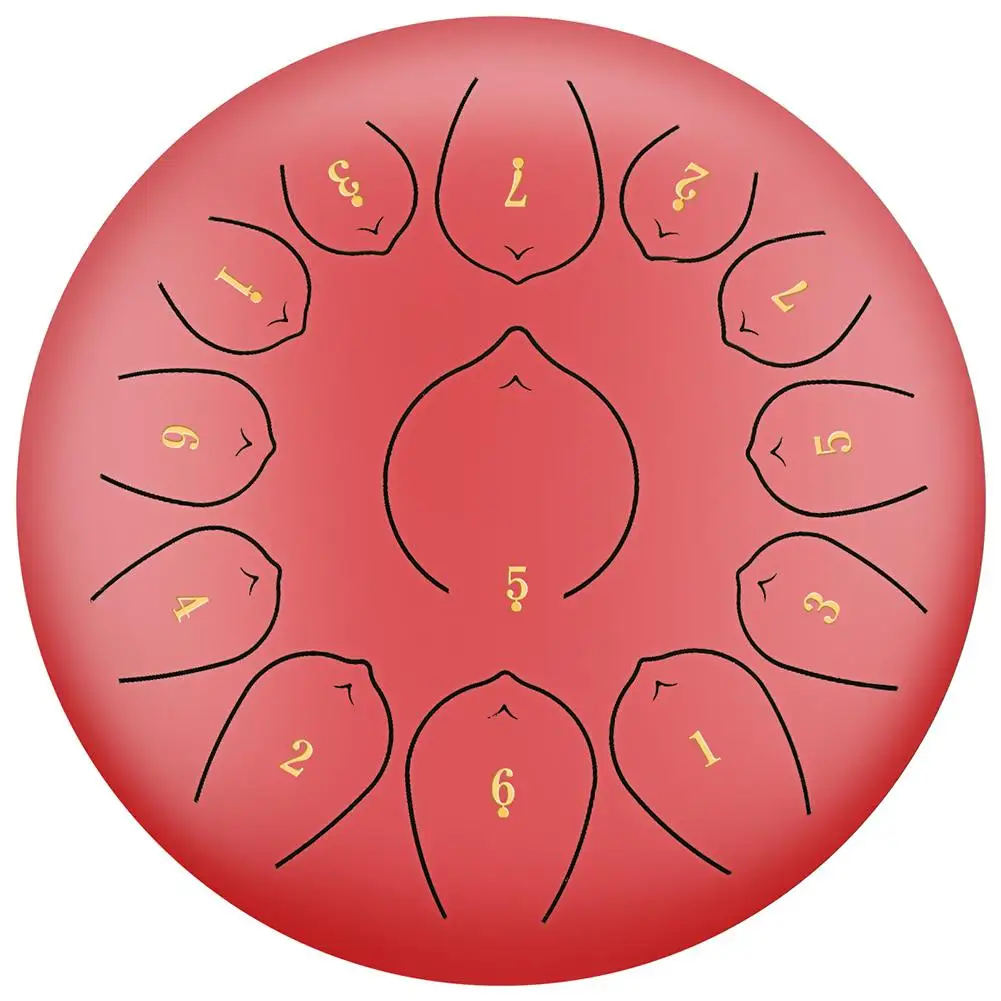 High Quality 12 Inch 13 Note Stainless Steel Tongue Drum Percussion Instrument Lotus Hand Pan Drum With Drum Mallets Carry Bag