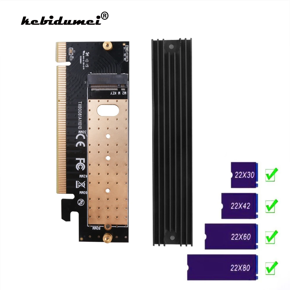 Adaptador M.2 NVMe SSD NGFF a 3,0 PCIE X16 X4, tarjeta de expansión de interfaz de llave M, Añadir en la tarjeta de velocidad completa, compatible con SSD de 2230 a 2280