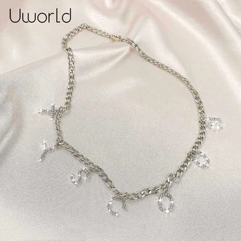 

Bling Crystal Unique Pendant Name Necklace for Women Chain Custom Necklaces Personalize Necklace with Names Initial A-Z Letters