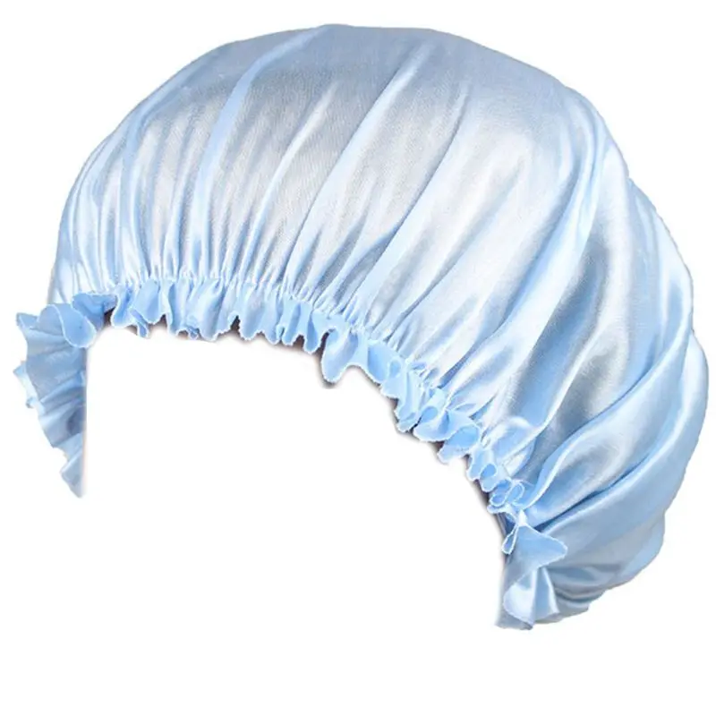 16 цветов женская имитация шелковая шляпа атласная шапка для сна Регулируемая стрейч Обычная однотонная цветная повязка на голову крышка для выпадения волос химиотерапия шляпа - Цвет: Light Blue