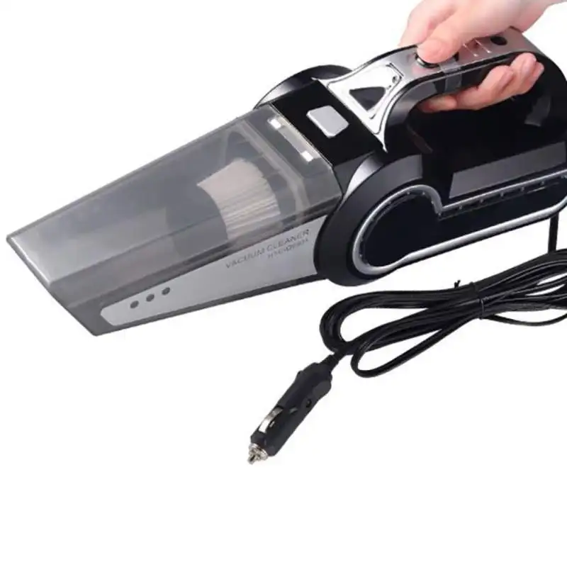 4-in-1 Car Handheld Vacuum Cleaner With Pointer Display Tire Inflator Pump Pressure Gauge Led Light Vacuum Cleaner