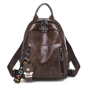 

Bag Women's 2020 New Style Korean-style WOMEN'S Backpack Fashion Pu Retro Soft Leather Backpack