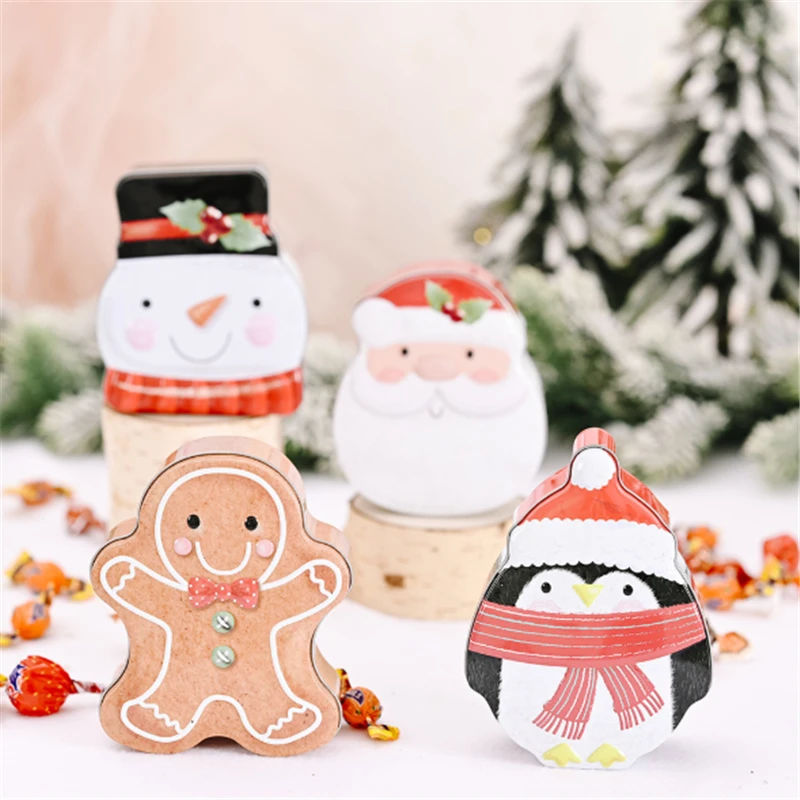 

2020 Christmas Decorations Cartoon Tinplate Box Creative Old Man Snowman Small Box Gift Box BoÅ¼e Narodzenie pudeÅ‚ko