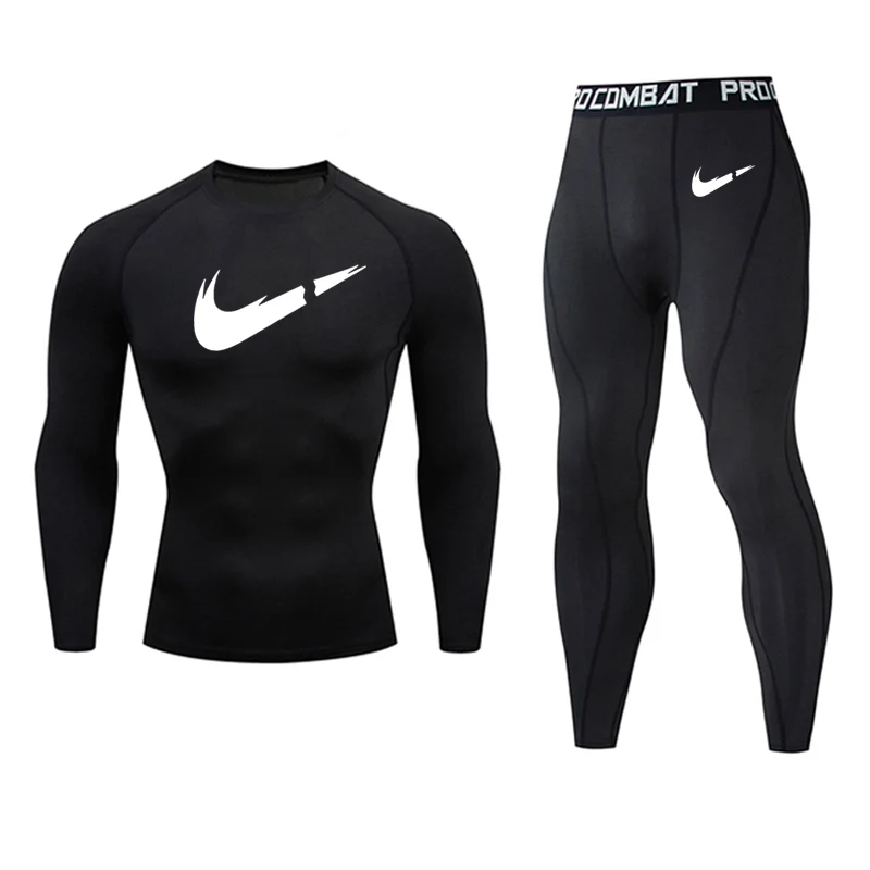 

2019 NEW Men/women Compression Set Running Tights Workout Fitness Training Tracksuit Long Sleeves Shirts Sport Suit rashgard 4XL
