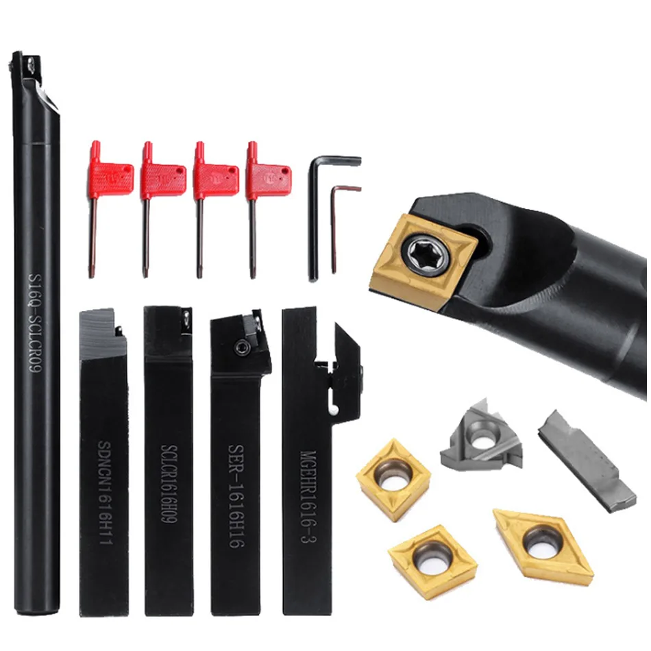 

5pcs/set 16mm Carbide Insert Lathe External and Internal Turning Tool Finishing Boring Bar Turning Tool CNC thread Turning Tool