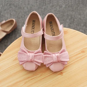 

2020 New Princess Shoes Bowknot Girl's Shoes Fashion Lovely Shoes Dance Square Head Children's Girls Party Dress Wedding Shoes