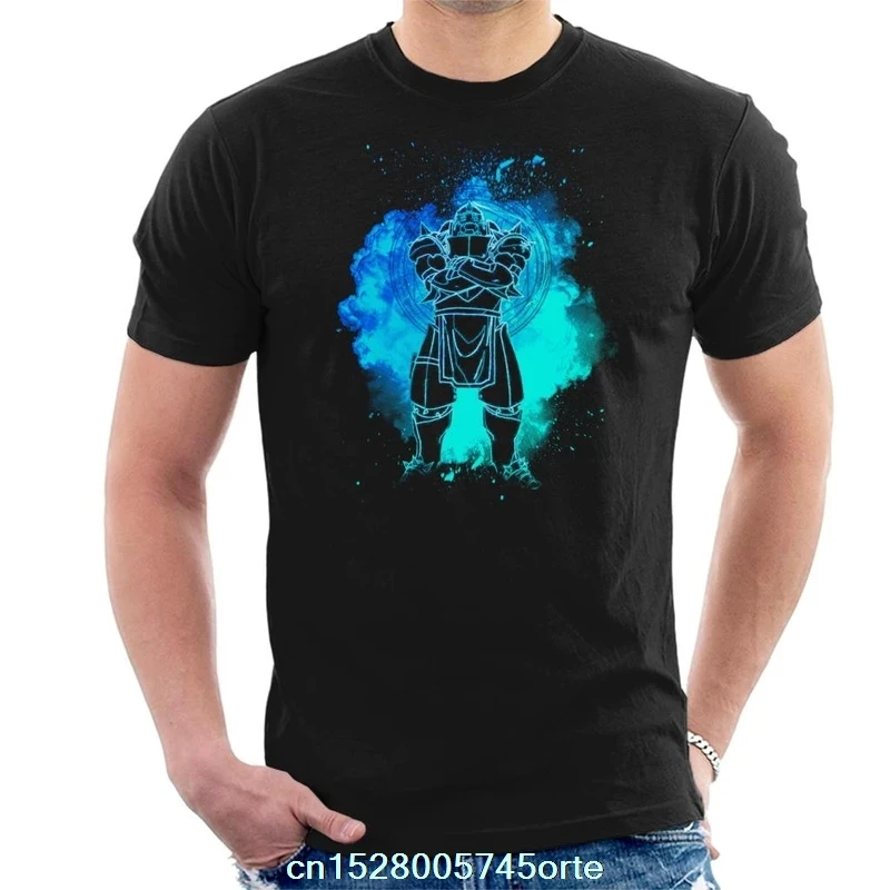 Printed camiseta Soul Of The Armor Alphonse Elric Fullmetal Alchemist Men's T-Shirt 100% cotton women tee shirt | Мужская одежда