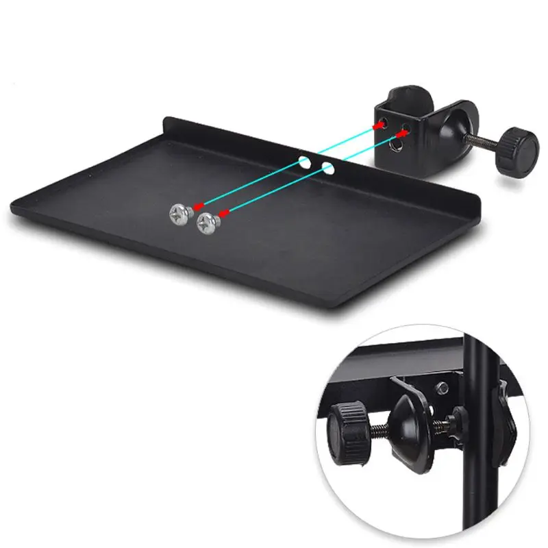  Black Sound Card Tray Live Broadcast Microphone Rack Stand Phone Clip Holder 200x130MM