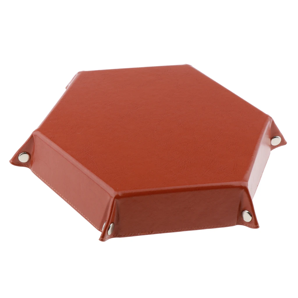 Dice Holder PU Leather Folding Hexagon Tray for RPG, DND and Other Table Games