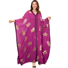 

Women Plus Size Dress Fashion Ankara Robes 2022 Spring Autumn New Arabian Bronzing Bat Sleeve Muslim Ladies Robe Maxi Dresses