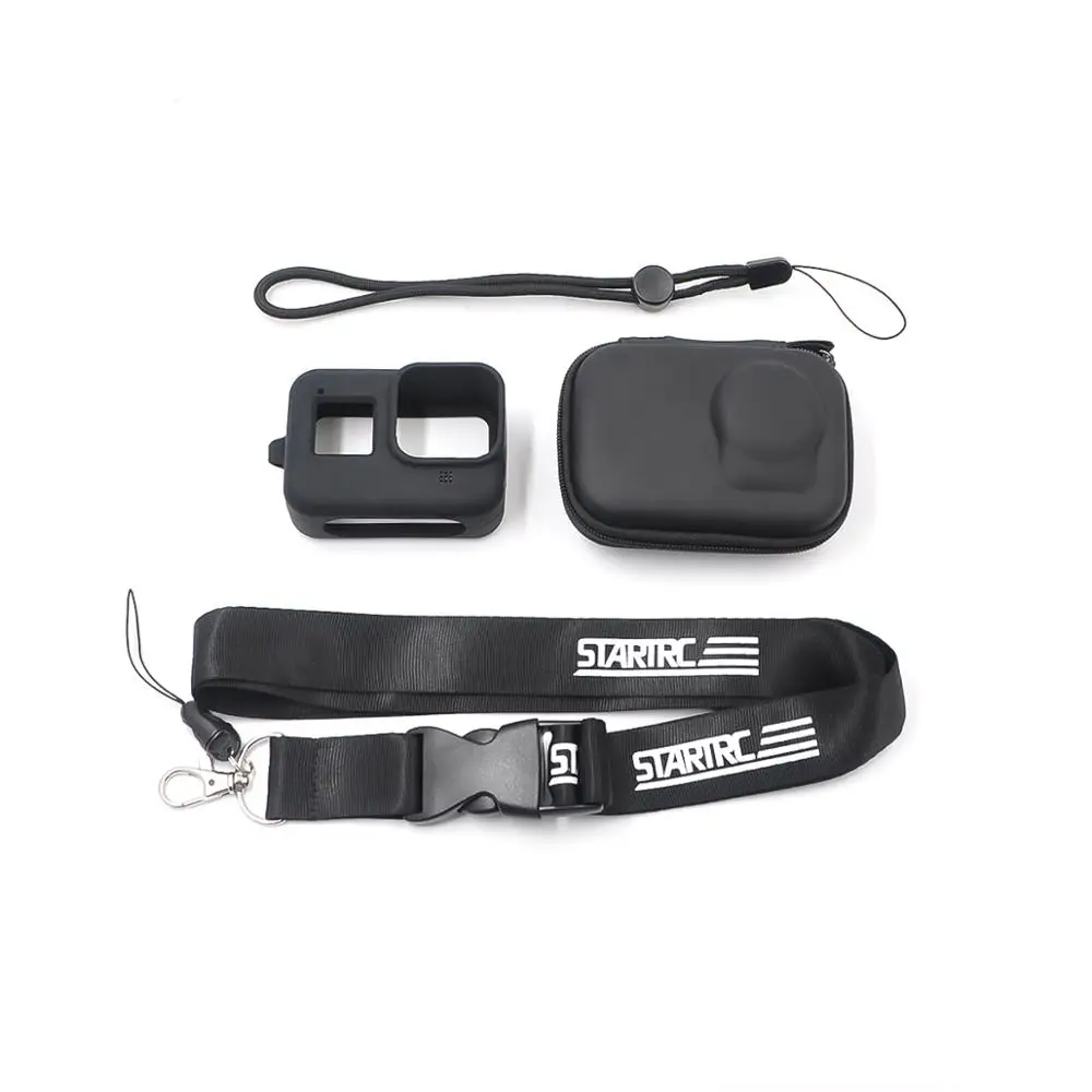 Both STARTRC аксессуары для экшн-камеры для GoPro Hero 8 черная сумка для хранения/силиконовый чехол/защитный ремешок для GoPro 8 черный - Цвет: Both