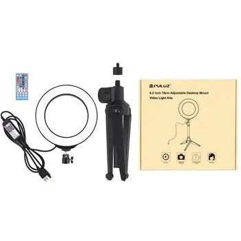 

6.2inch 16cm RGB Light Tripod Mount Dimmable LED Ring Vlogging Selfie Video Lights With Remote Control