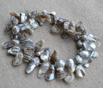 

Baroque Pearl Bracelet 2 rows 8 inches Gray Color Baroque Genuine Freshwater Pearl Bracelet Magnet Clasp Charming Women Gift