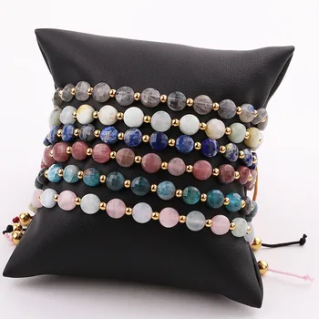 New Design High Quality Natural Stone Faceted Gemstone Beads Adjustable Bracelet Female