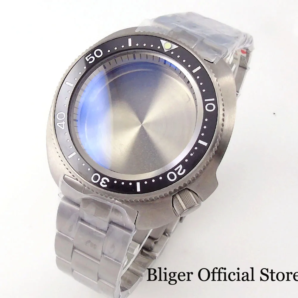 

BLIGER 200M Waterproof Diver Titanium Watch Case fit NH35A Sapphire Crystal Black Chapter Ring Brushed Case fit SKX