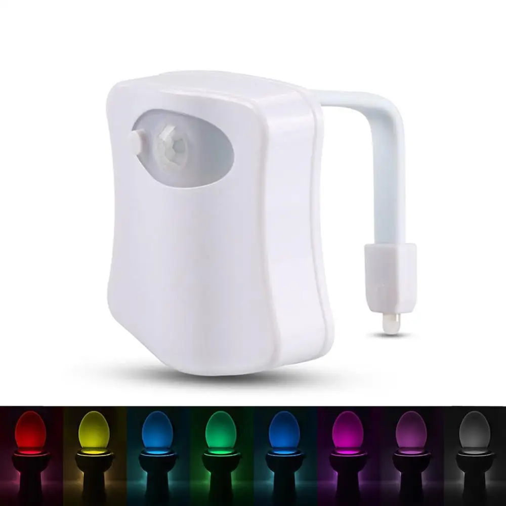 Умный ночной Светильник для унитаза с датчиком движения PIR, 8/16 цветов, водонепроницаемая подсветка унитаза, светодиодный светильник