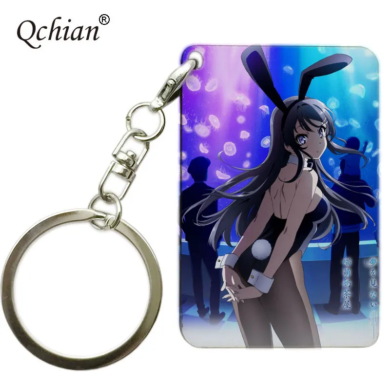 Сумка для ключей автомобиля бижутерия для декорирования аниме Seishun Buta Yarou wa Bunny Girl Senpai no Yume wo Minai деревянный брелок подвеска - Цвет: 60-K01