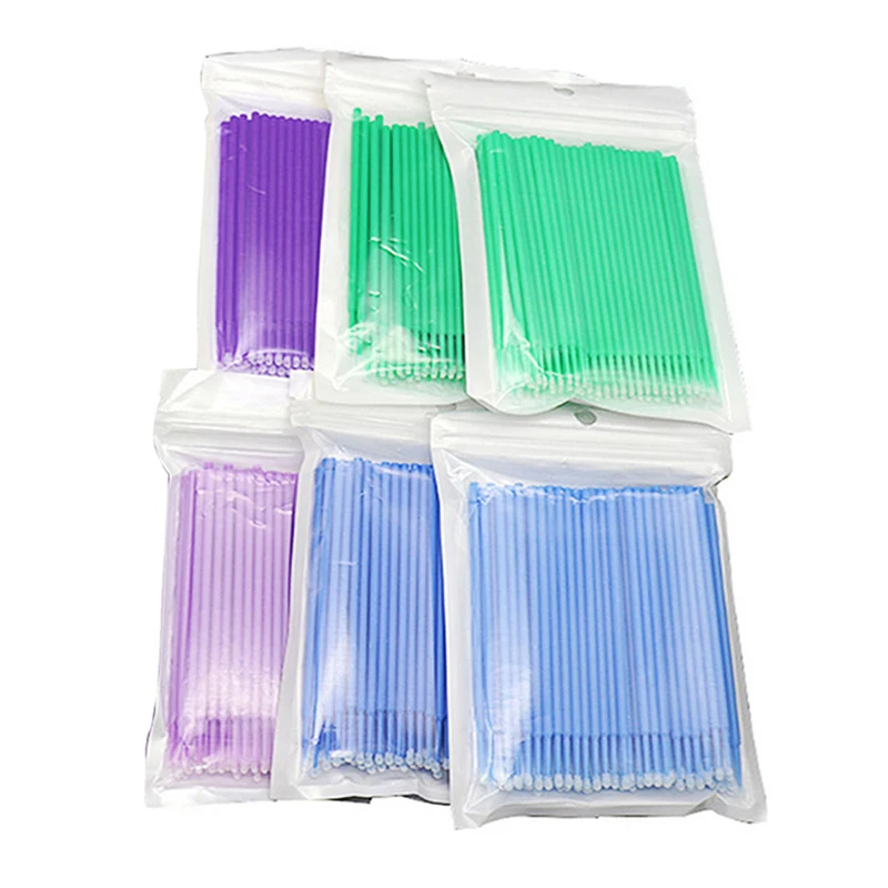 

100pcs Disposable Cotton Swabs Eyelash Brushes Cleaning Cotton Swab Hot Natural Makeup Eyelashes Remover Tattoo Microbrushes Kit