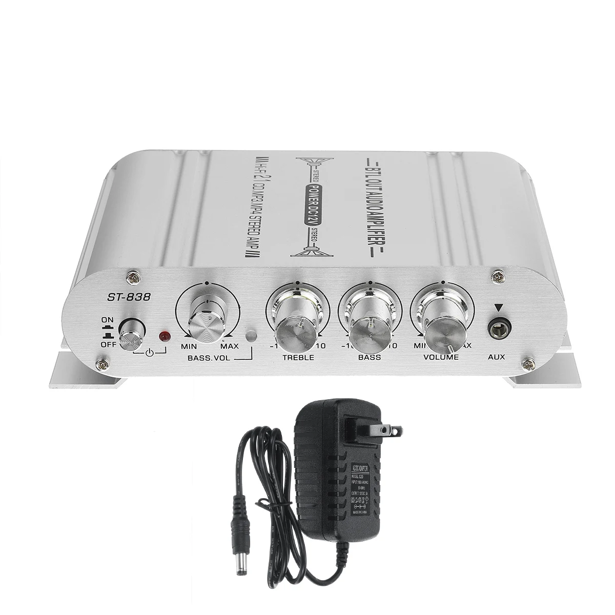 2.1CH 40W 2x20W Digital Car Power Amplifier Hi-Fi Stereo Bass Amplifier Audio Support Connection of 2 speakers And a Subwoofer