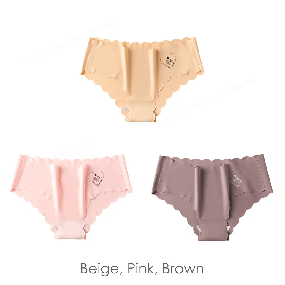 Beige Pink Brown Бесшовные трусики, женские трусы, женское нижнее белье, ледяное шелковое бесшовное белье, прозрачный тонкий светильник, крутые бикини трусы, 3 шт - Цвет: Beige Pink Brown