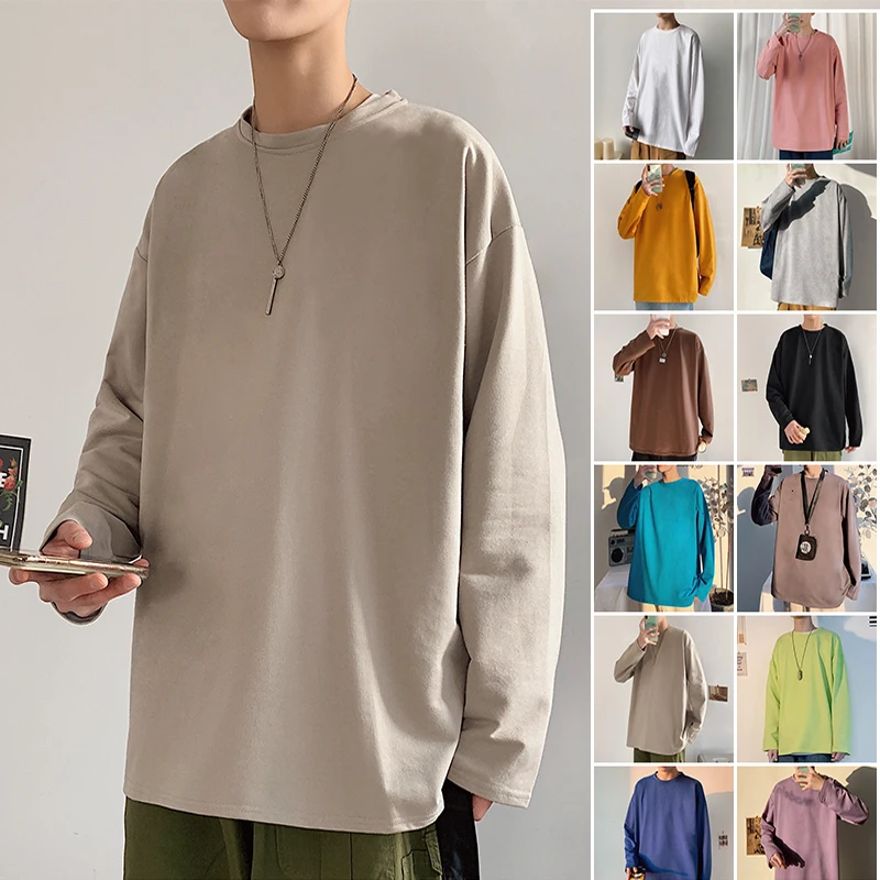 2025 Spring Autumn Long Sleeve T-shirts Men O-Neck Collar Cotton Long T Shirts Men Fashion Casual Comfortable Long T-Shirts Men