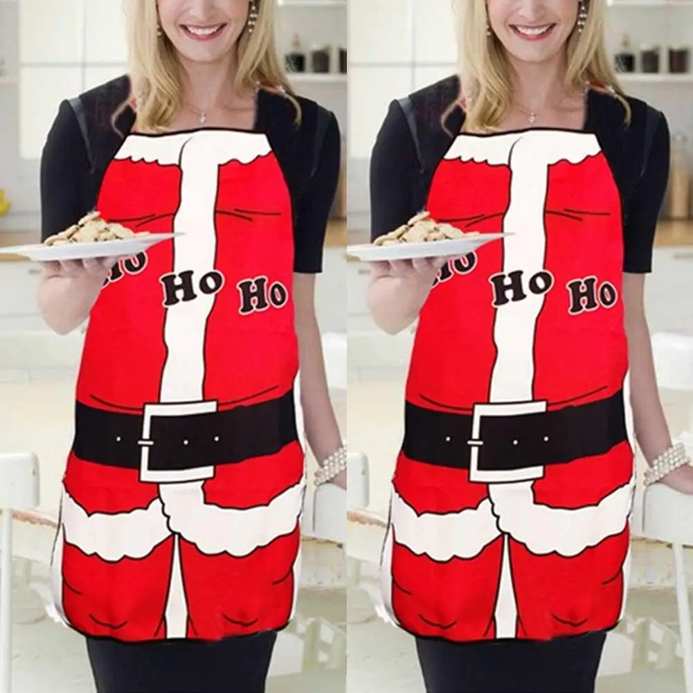 Xmas Apron 50x70cm Funny Kitchenware Santa Dacron Adult Black Decoration Party Cook Restaurant Waiters Christmas