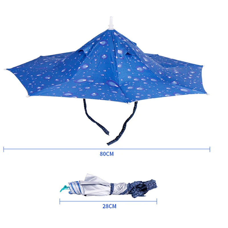 Foldable Head Umbrella Hat Rain Gear Fishing Hat Headwear Umbrella for Fishing Hiking Beach Cap Head Hats Outdoor Equipment