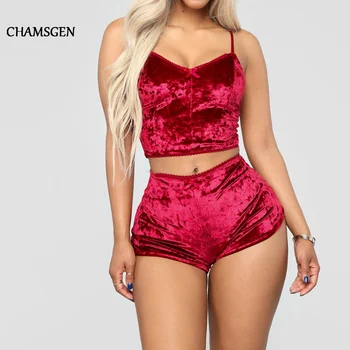 

2020 Two Pieces Bra Sets Velvet Sexy Underwear Lingerie Sets Ladies Intimates Tops And Pants Sleepwear Babydoll Sets Clothing FG